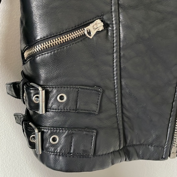 Miss Selfridge Black Faux Leather Biker Jacket size 0 - Picture 4 of 12